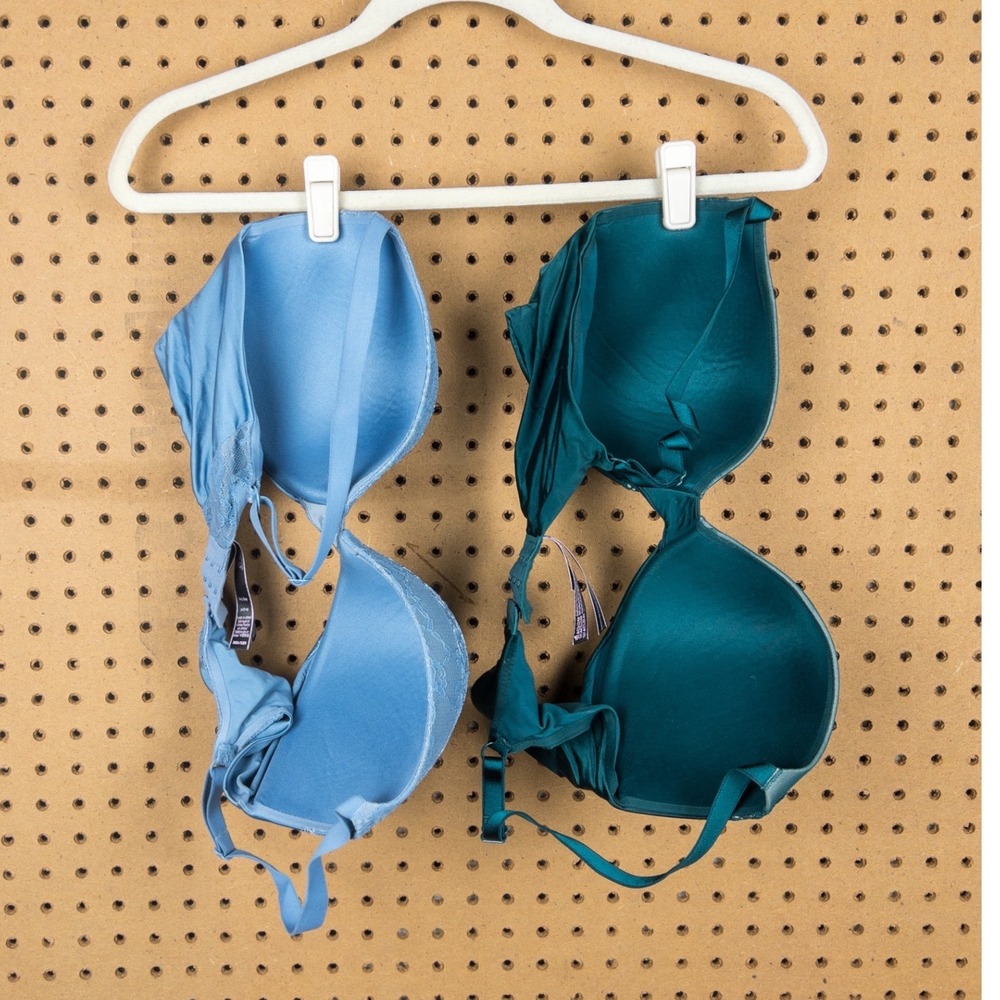 Victorias Secret Very Sexy Push Up Bra Set 2 Pack Teal Blue Lace Trim 38D - Picture 7 of 8